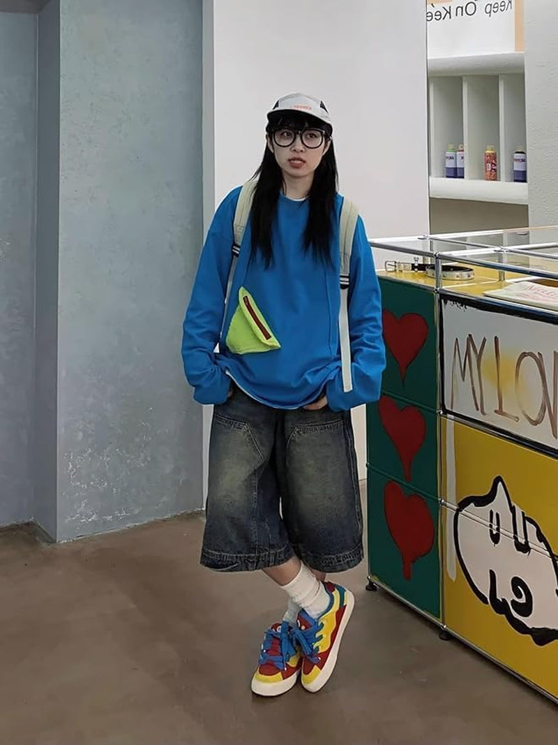 Streetwear Baggy Summer Jorts Y2K Shorts Vintage Acid Wash Jean Shorts Fashion Jorts