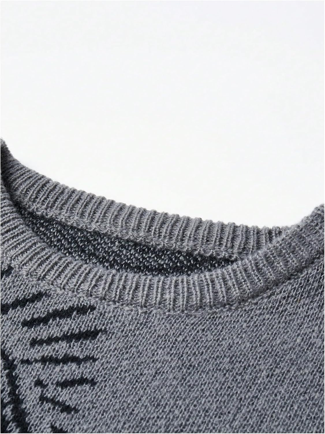 Men'S Fall Goth Grunge Sweater Y2K Oversized Punk Sweater Halloween Graphic Long Sleeve Knit Pullover Streetwear