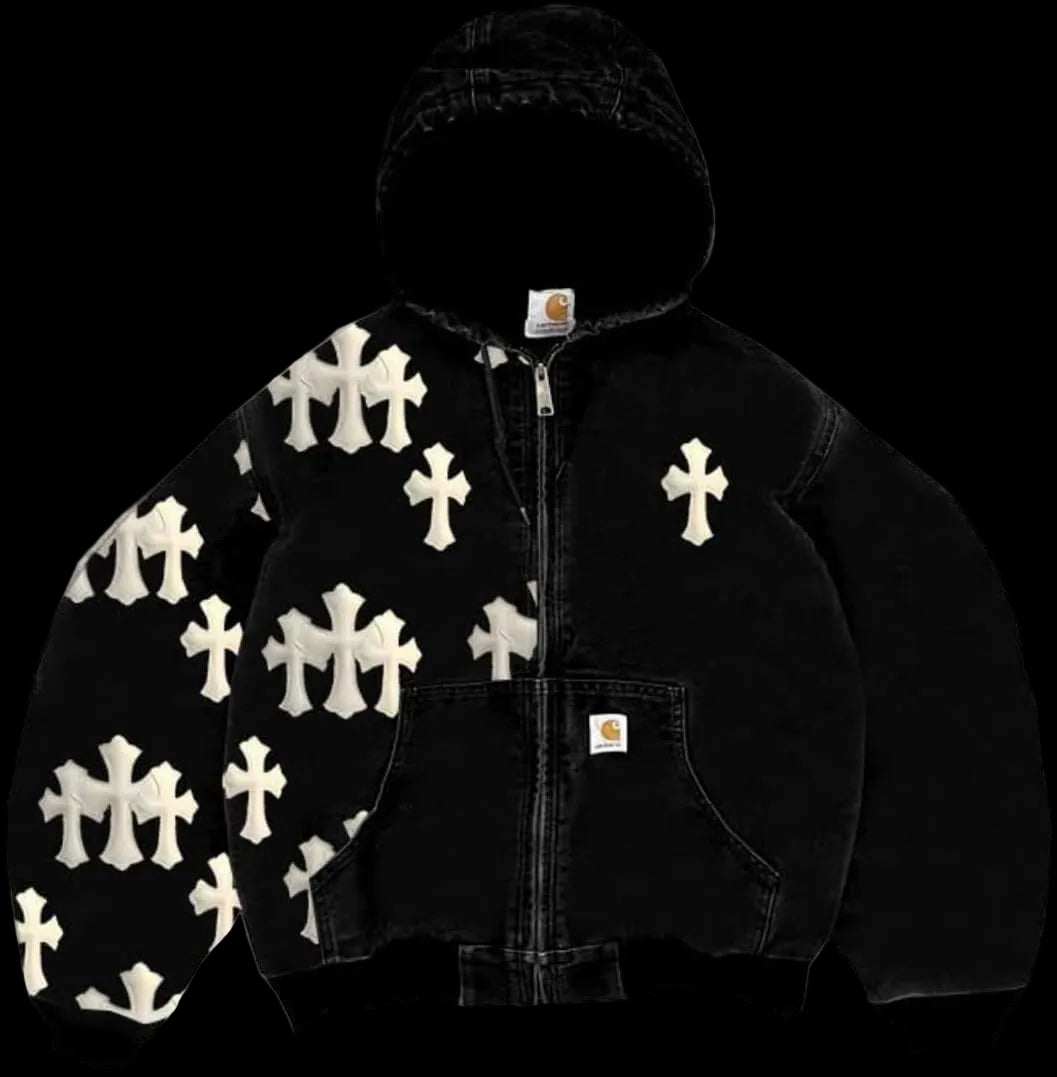 Y2K Pattern Hoodie Zipper Sweatshirt Retro Street Hoodie Jacket Hip Hop Couple Printed Hoodie Sweatshirt