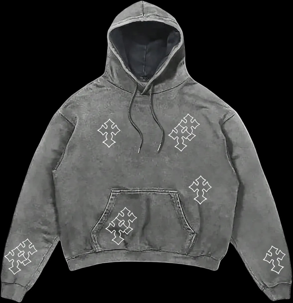 Men'S Cross Graphic Hoodies Oversized Hip Hop Lightweight Pullover Sweatshirt