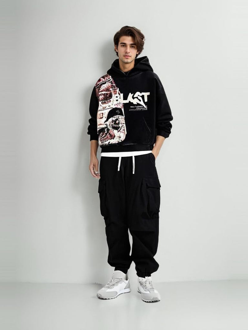 Retro Y2K Hoodie Gothic Casual Alphabet Blast Print Pattern Skull Fashion Hoodie Men Harajuku Men Clothing