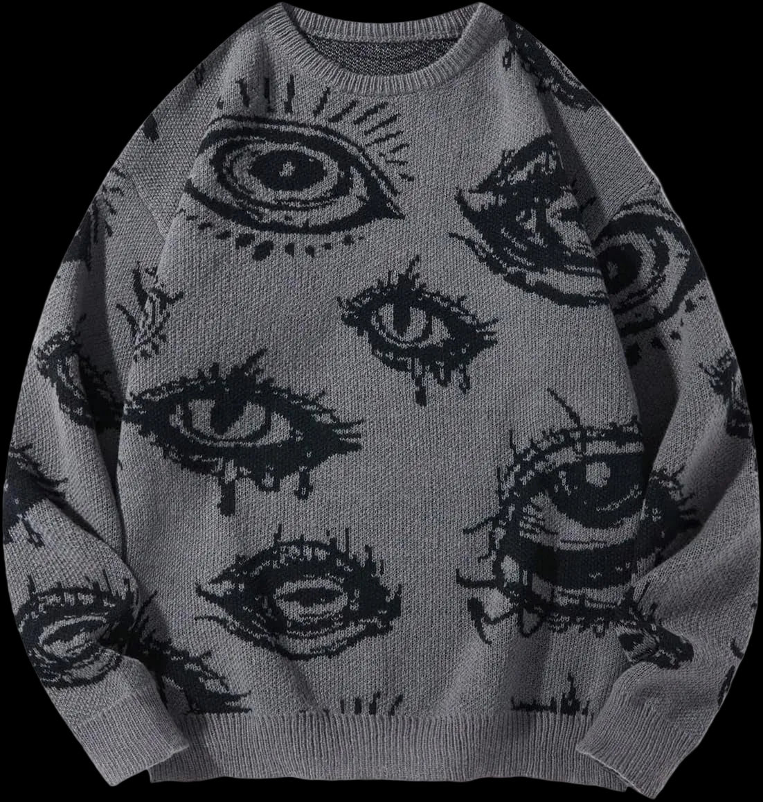 Men'S Fall Goth Grunge Sweater Y2K Oversized Punk Sweater Halloween Graphic Long Sleeve Knit Pullover Streetwear