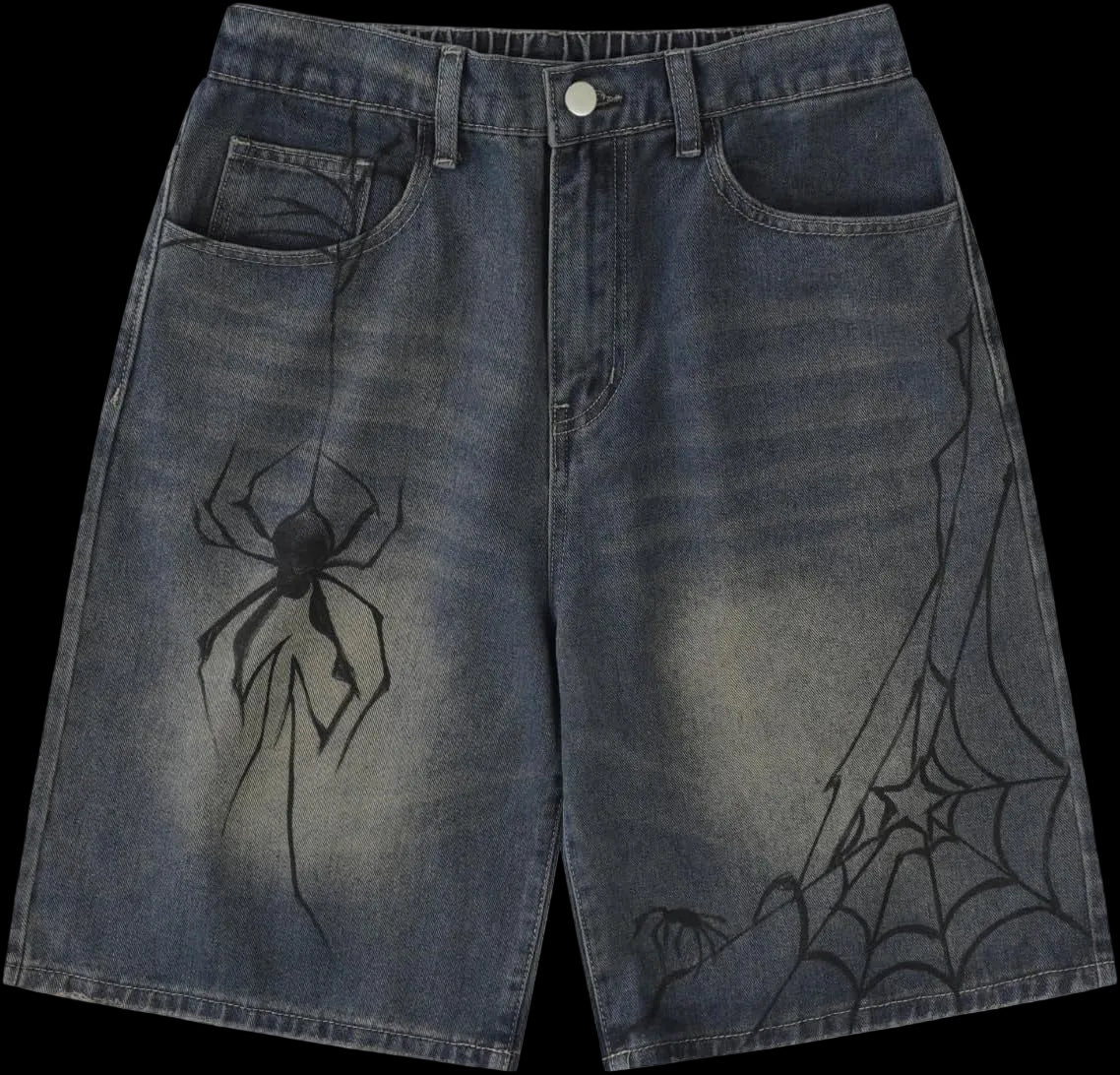 Y2K Blue Denim Shorts Summer Casual Loose Straight Leg Unisex Baggy Jeans Shorts Jorts Grunge Harajuku Streetwear