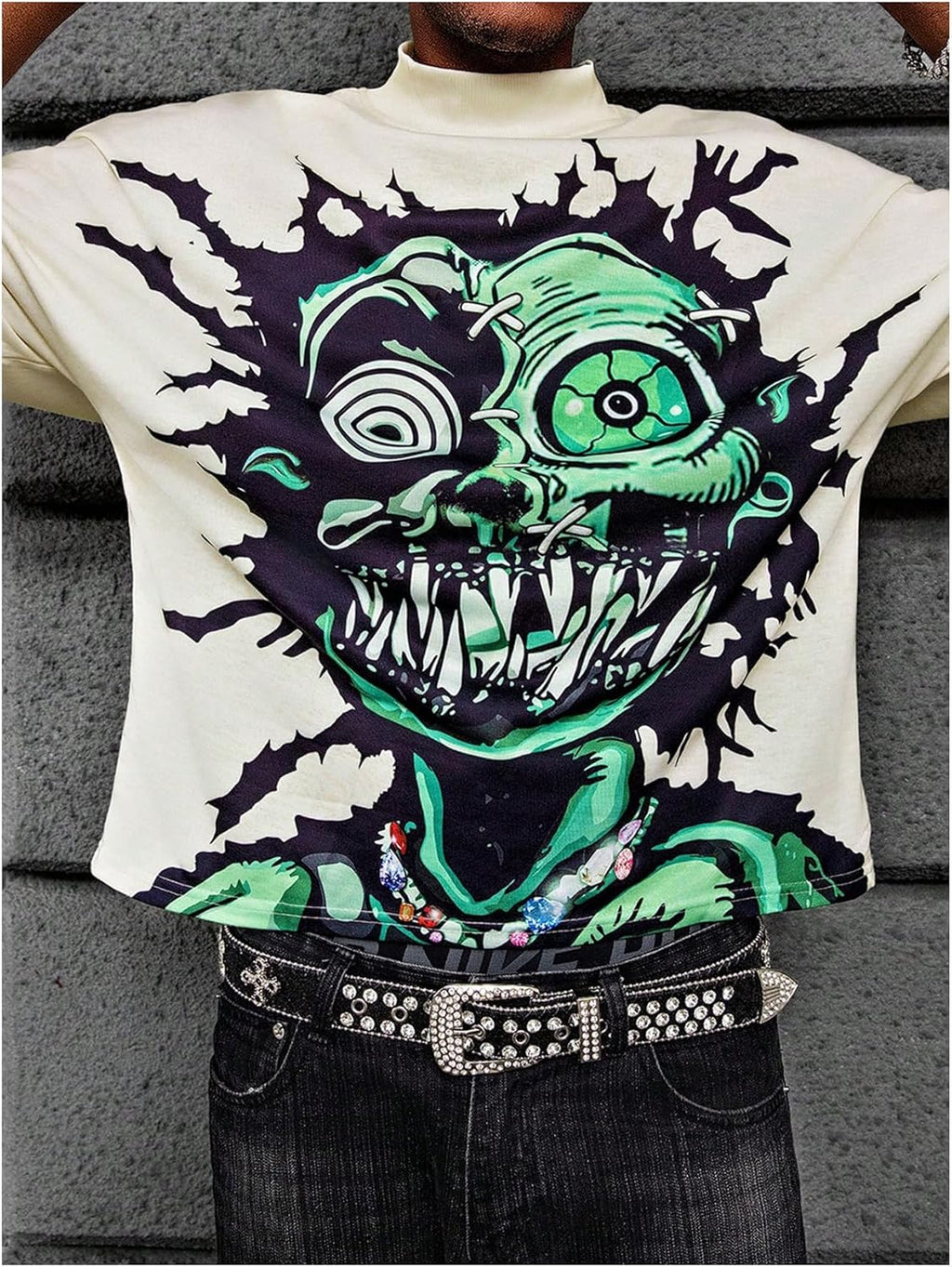 Men'S Graphic Tee Shirt Y2K Novelty Printed Short Sleeve Crew Neck Tops Streetwear