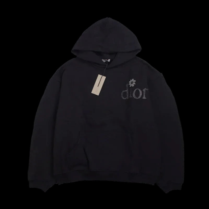 DIOR FLOWER LOGO HOODIE BLACK