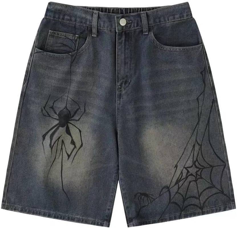 Y2K Blue Denim Shorts Summer Casual Loose Straight Leg Unisex Baggy Jeans Shorts Jorts Grunge Harajuku Streetwear