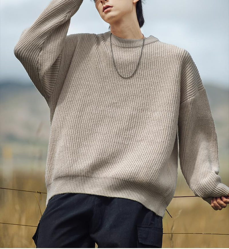 Men'S Vintage Grandpa Aesthetic Sweaters Crewneck Knitted Sweatshirt Pullovers Y2K Grunge Clothing Korean Streetwear