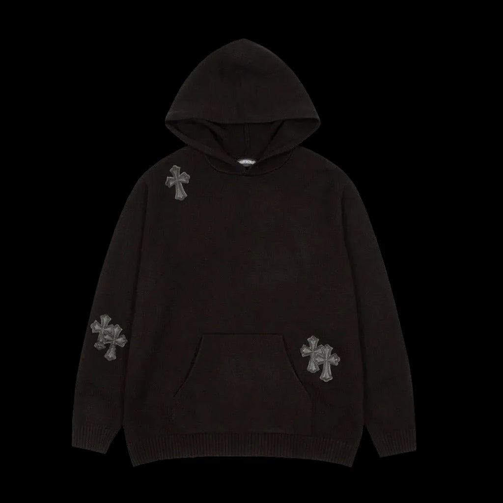CHROME HEARTS BLACK CROSS PATCH HOODIE BLACK