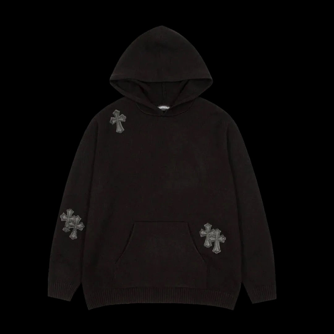 CHROME HEARTS BLACK CROSS PATCH HOODIE BLACK