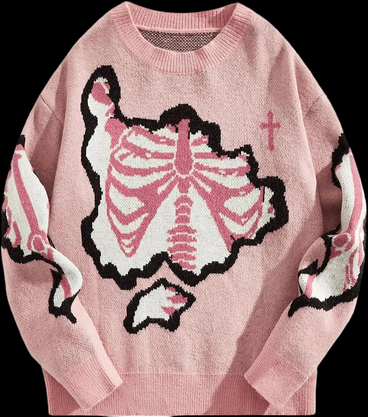 Men'S Y2K Skeleton Sweater Goth Grunge Skull Long Sleeve Pullover Jumper Graphic Alternative Sweaters