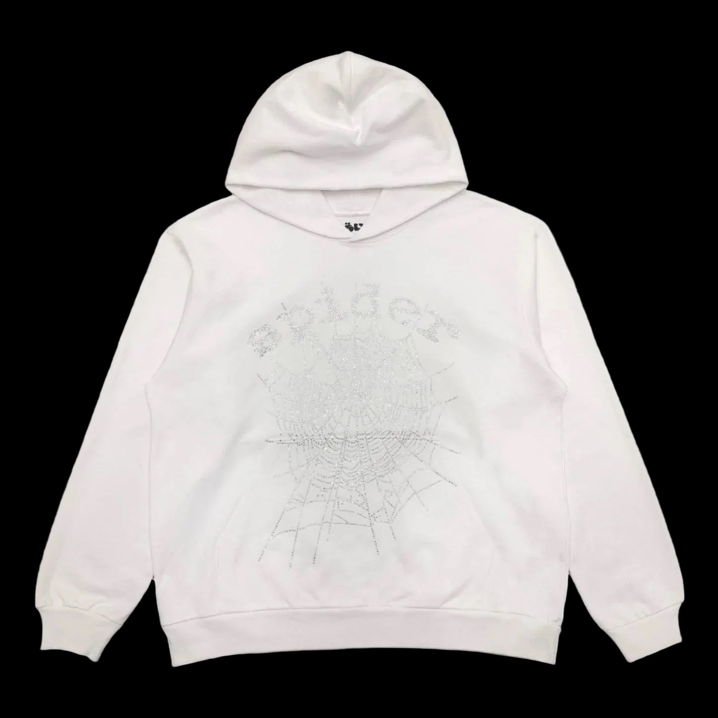 SP5DER OG RHINESTONE LOGO HOODIE WHITE