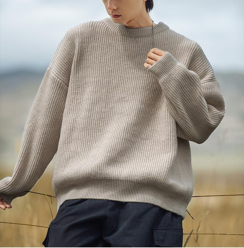 Men'S Vintage Grandpa Aesthetic Sweaters Crewneck Knitted Sweatshirt Pullovers Y2K Grunge Clothing Korean Streetwear