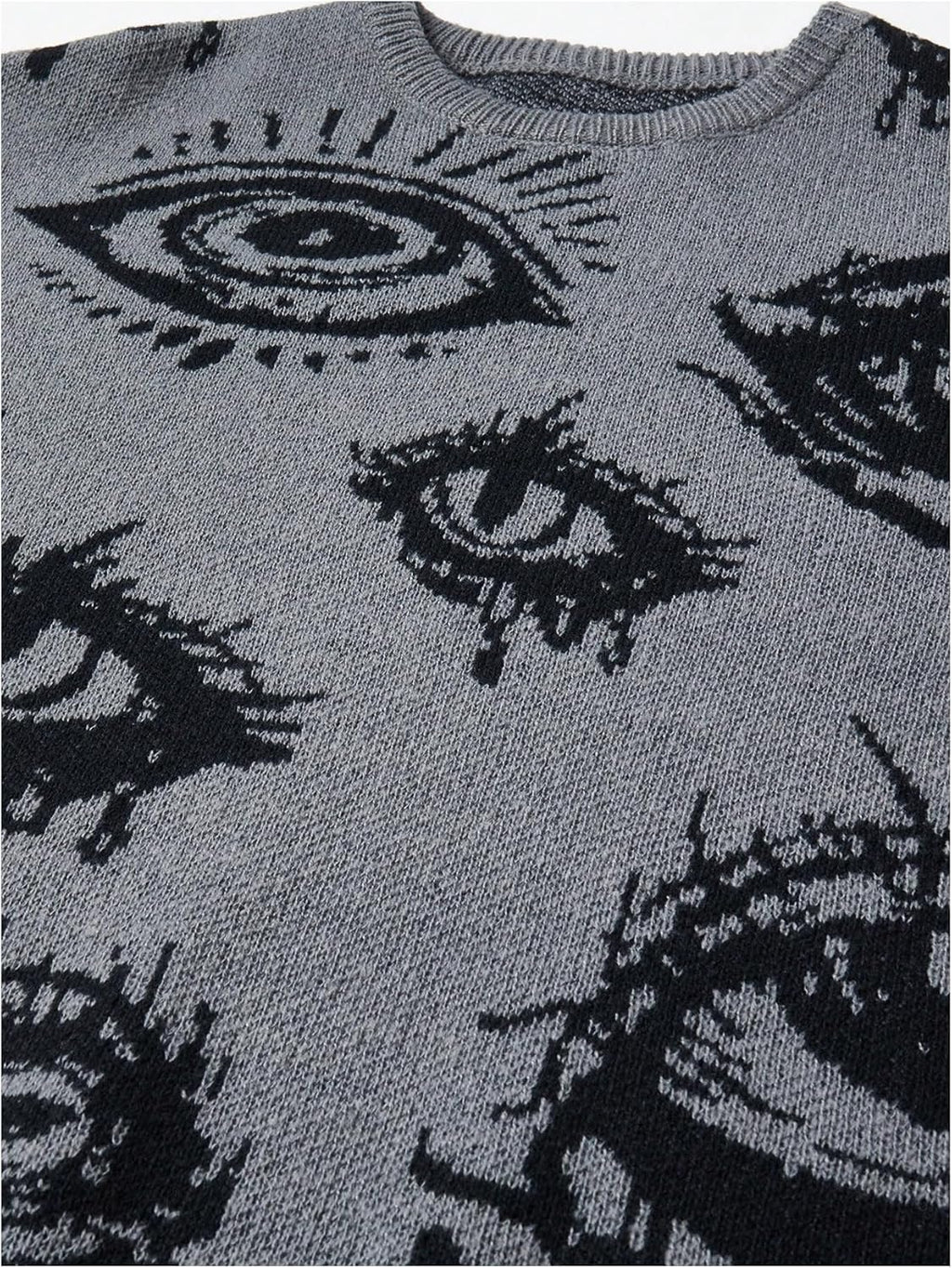 Men'S Fall Goth Grunge Sweater Y2K Oversized Punk Sweater Halloween Graphic Long Sleeve Knit Pullover Streetwear