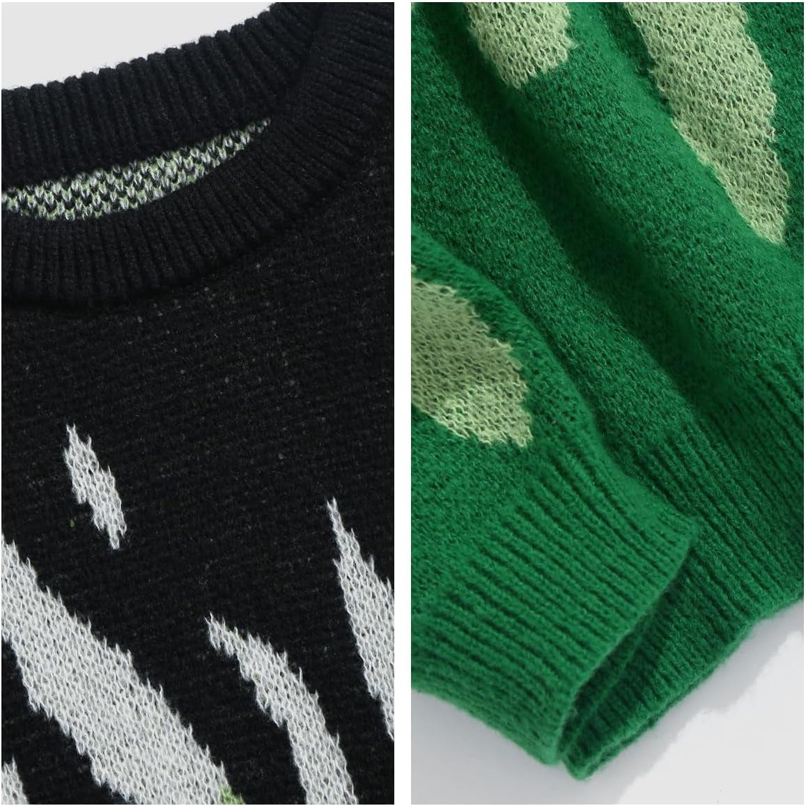 Men'S Oversized Sweater Y2K Aesthetic Flame Graphic Crewneck Knit Pullover Unisex Casual Sweaters